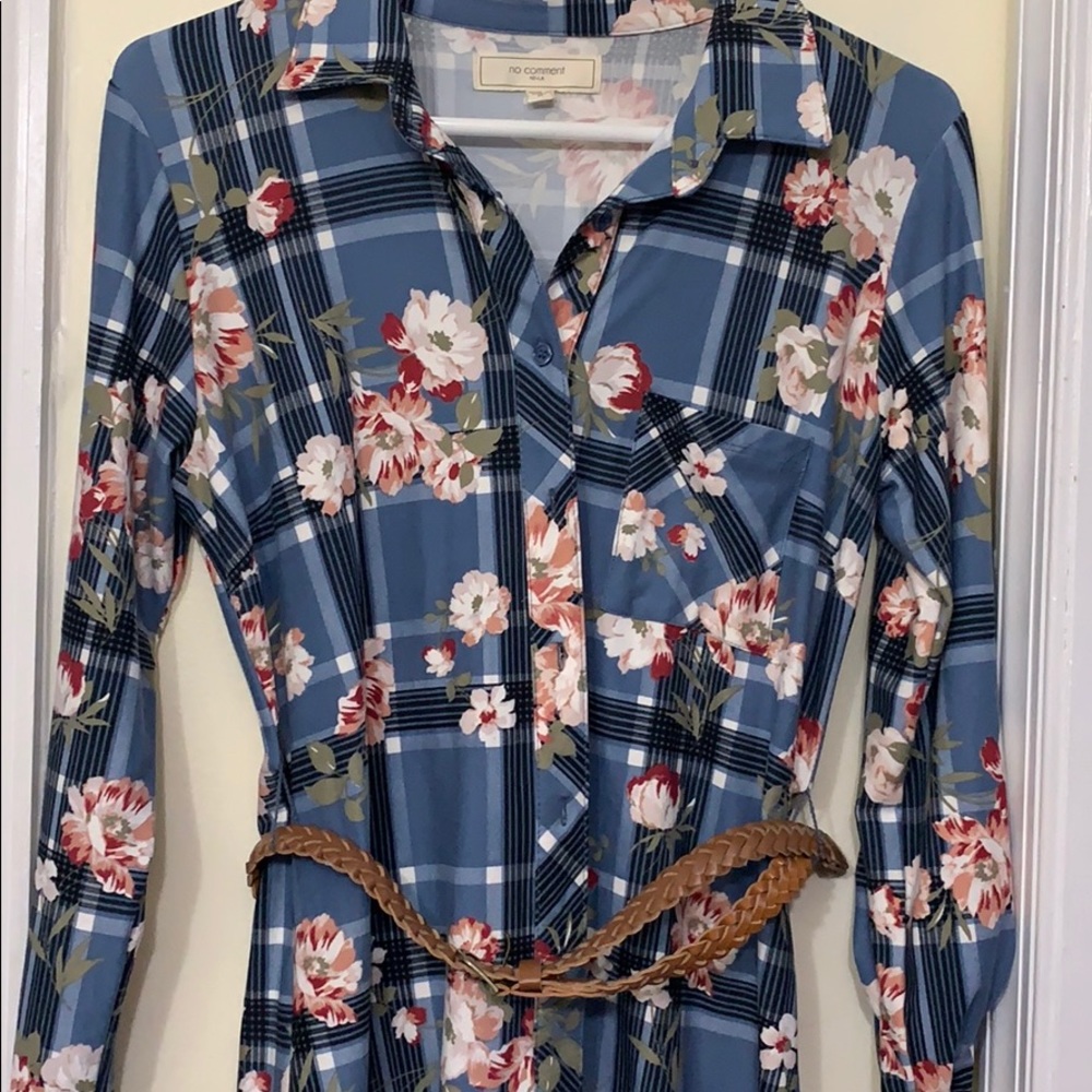 Soft floral belted Shirt- Dress